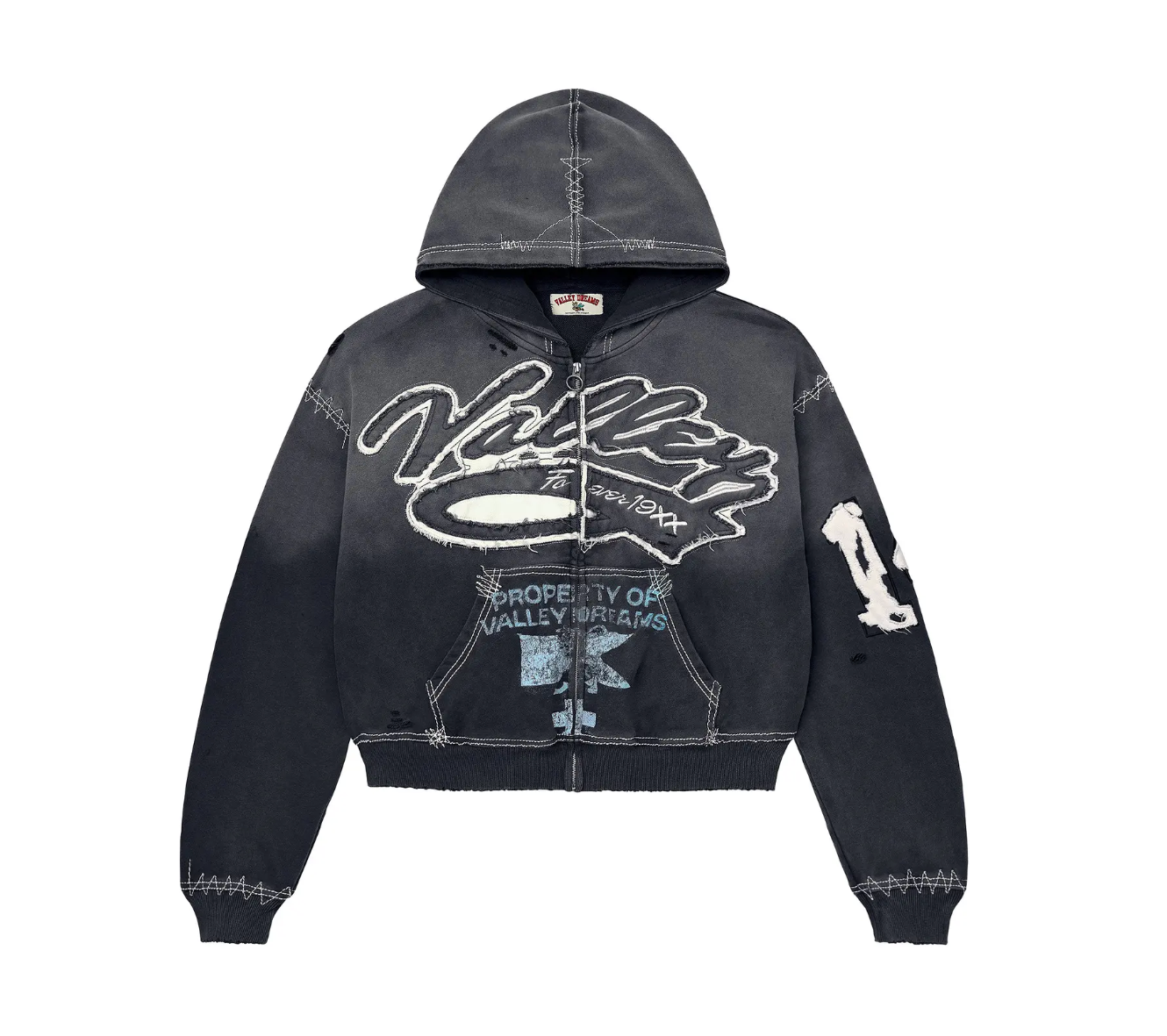 Vale Black Fade Zip Up Hoodie