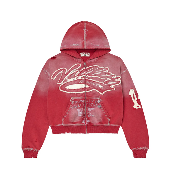 Vale Burn Red Zip Up Hoodie