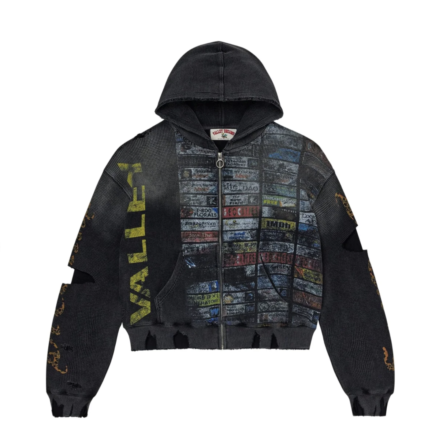 Vale Glitch Waffle Zip Up Hoodie